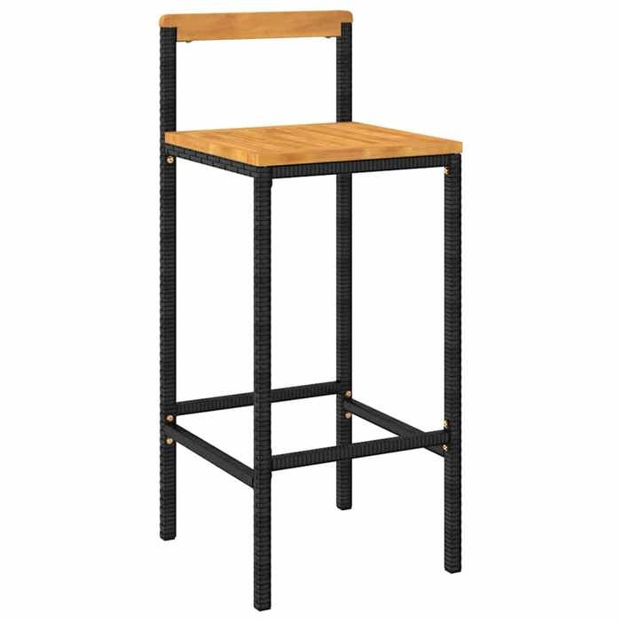 Maison Exclusive - Ensemble de bar jardin 5 pcs noir poly rotin/bois massif acacia