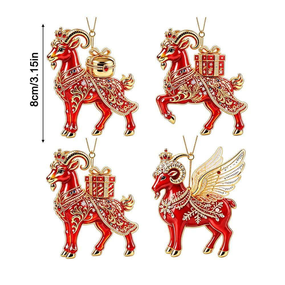 2D Flat Goat Pendant Shining Christmas Tree Ornament Animal Hanging Decoration  Shop Window Display