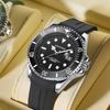 Orologio Meccanico da Uomo con Lancette e Quadrante Luminescenti Cinturino in Silicone Cassa da 43mm Stile Subacqueo