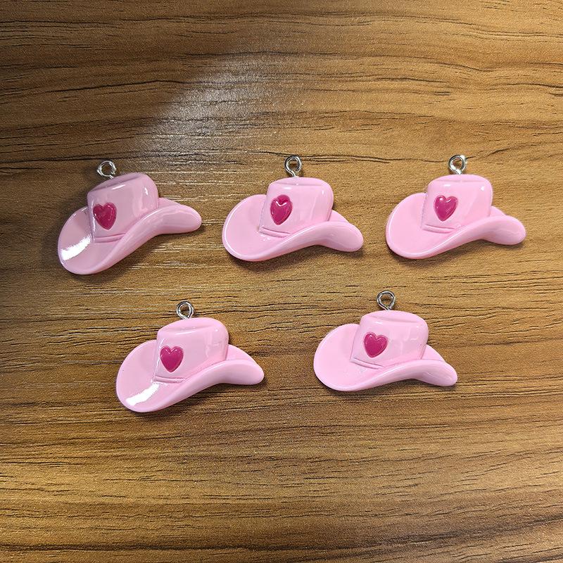 

2pcs Resin Pink Romantic Poker Card Heart-Shaped Hat Charms Jewelry Making Accessories DIY Earrings Bead Necklace Keychain 2pcs