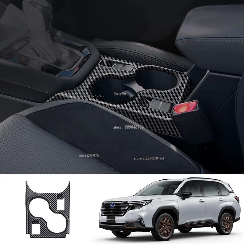 LHD RHD For Subaru Forester 2024 2025 ABS Black Center Console Gear Shift Panel Cover trim Gear Head Knob Front Water Cup holder