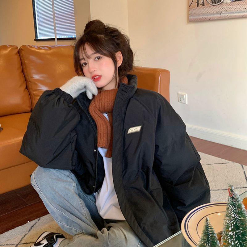 

Новая хлопковая одежда без капюшона, куртка из тонкого пухового хлопка для полных женщин 2XL чёрный