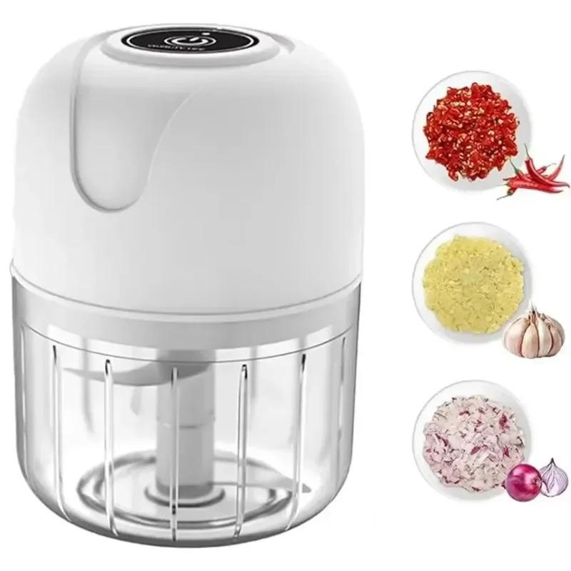 Portable Electric Garlic Masher Grinder 250ml Rechargeable Meat Grinder Chili Ginger Vegetable Blender