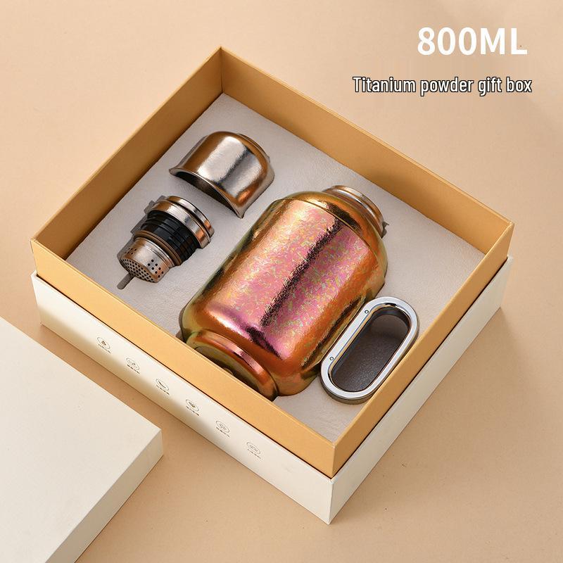 800ML Pure Titanium Tea Pot with Magnetic Lid, Temperature Display, Insulation, Large Capacity - Perfect for Car or Gift Use