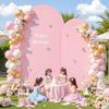 6.6ftWedding Arch Stand Covers Pink Arch Cover Fitted for Stretchy Cardboard Chiara Wall Fabric for Party Ceremony Banquet Decor