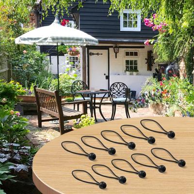 10 Pack Flag Pole Clips with Rubber Bungee Cord and Plastic Ball for Attaching Windsocks Flags To Outdoor Poles