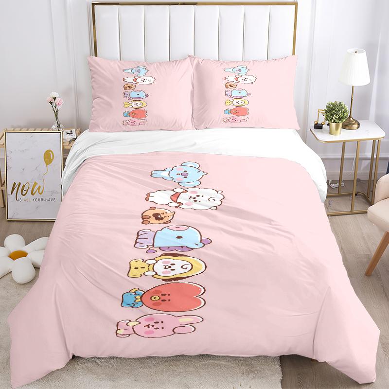 3Pcs Kawaii Friends Together Bedding Sets For All Sizes New 3D Printed Bed Cover Comforter Duvet Cover Pillowcase Bedroom Decoration