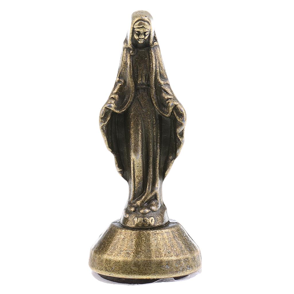 Alloy Madonna Statue Small Goddess Figurine for Car Dashboard Home Chapel Religious Decor