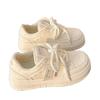 Women's Trendy Velvet-Lined Thick-Soled White Sneakers for Autumn/Winter