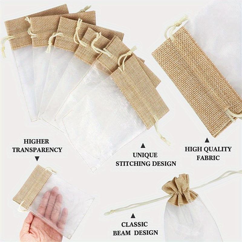 Linen Jute Organza Gift Candy Bags Wedding Guests Favors Birthday Party Supplies Christmas Small Drawstring Pouches