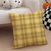 Klassischer gelber Tartan-Kissenbezug mit verdeckten Knöpfen, strapazierfähiges Polyester, Stuhlkissen