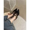 Fleece 2025 autumn and winter new hair super one-word button pointed flat-soled cotton shoes hair shoes flat-heeled single shoes women's shoes