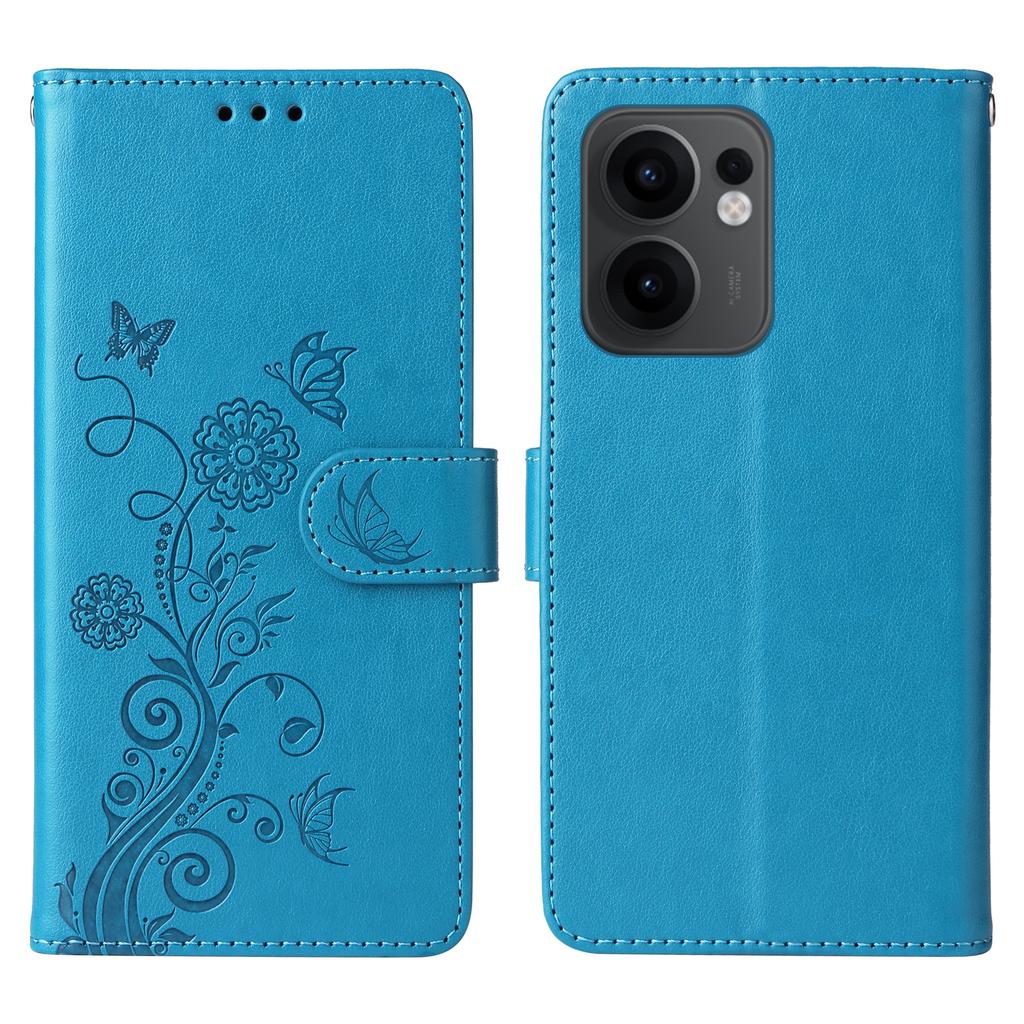 For Oppo Reno13 F 5G Leather Case Butterfly Floral Imprint Wallet Stand Cover