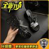 Thick-bottomed Wedge Slippers Women's New Summer Outer Wear Fashion Sequins Transparent One-word Set Toe High-heeled Sandals Women