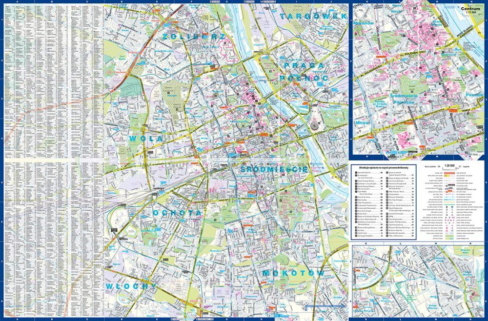 Warsaw. Laminated Map / City Plan + Mini Guide. Wyd. 2025. Expressmap