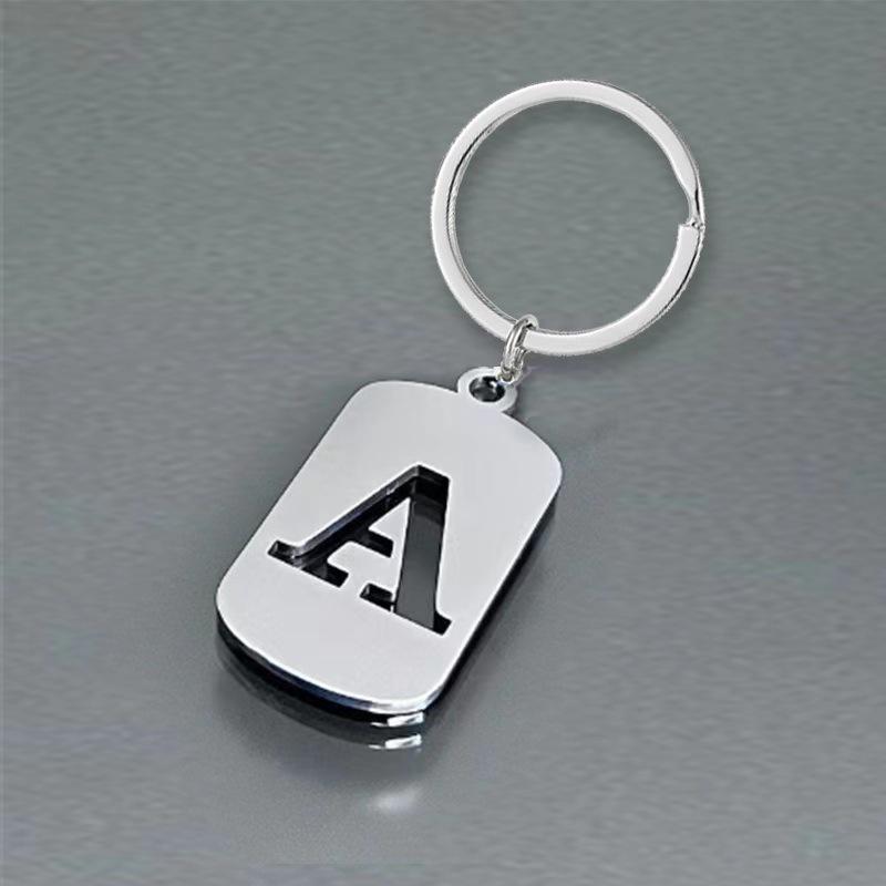 Stainless Steel 26 English Letters Keychain - Stylish Alphabet Pendant for Backpack or Car