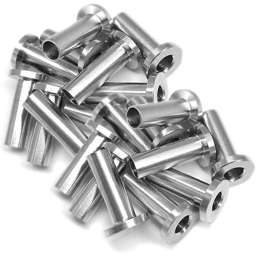 20 stycken skyddshylsor i rostfritt stål för kabelräcke 1/8 tum 5/32 tum 3/16 tum Trästolpar, DIY-räcke