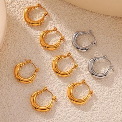 Fashion Light Luxury U-Shaped Oval Ear Buckle Design Sense Hollow Titanium Steel Simple Versatile Earrings Women'S Jewelry Factory