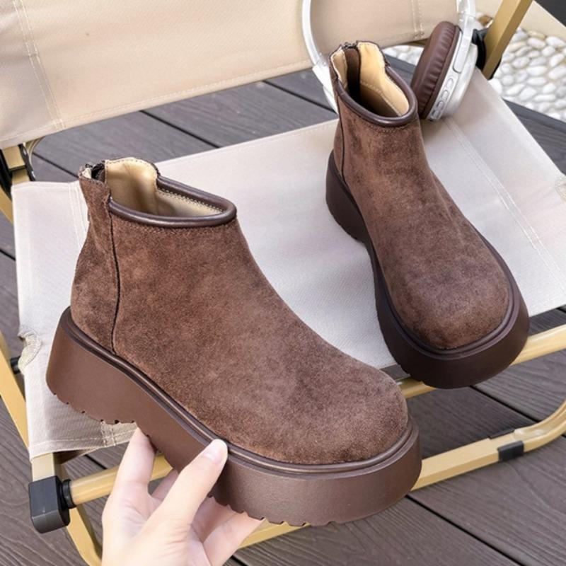 Fashion Platform Women Suede Short Boots Fashion Classical Winter New Shoes 2025 Designer Elegant Ankle Snow Boots Casual Cozy Zapatos