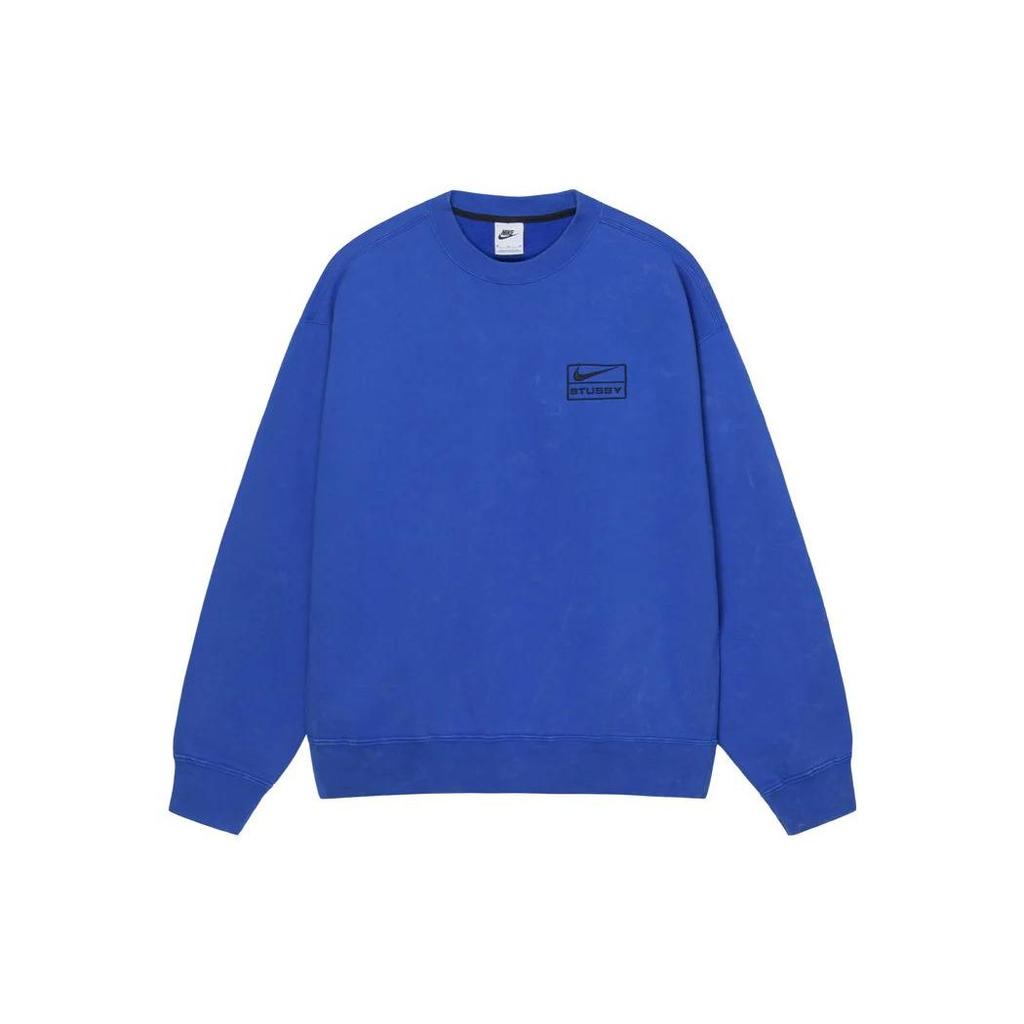 Nike X Stussy Acid Wash Crew Fleece (Asia Sizing) Blue Unisex Streetwear DR4426-480
