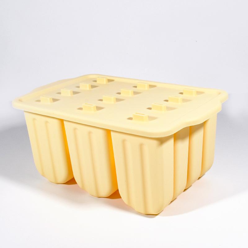 12 aufeinanderfolgende Eisformen Silikon Eis am Stiel Form für Gefrierschrank Selbstgemachte Eiswürfelform mit Deckel Leicht zu entformen Küche Dessert