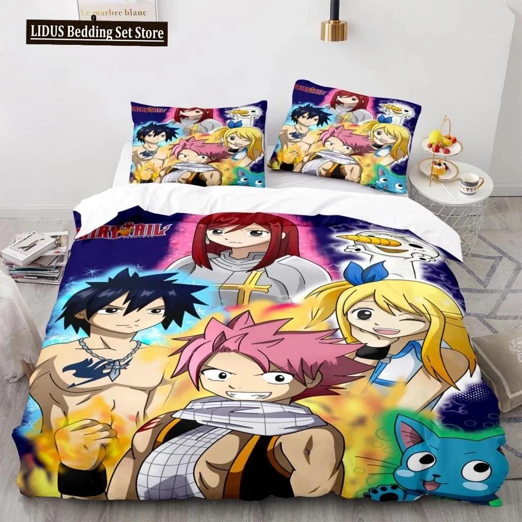 Comforter New Fairy Tail Bedding Set Japanese Anime Boys Girls Gift Bedroom Decor Single Twin Full Queen Size Home Textiles