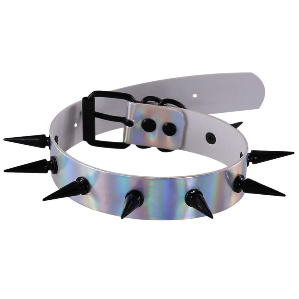 Holographic Spiked Choker Rave Festival Fashion Choker Holo Hologram Collar Pastelgoth Rainbow Jewelry