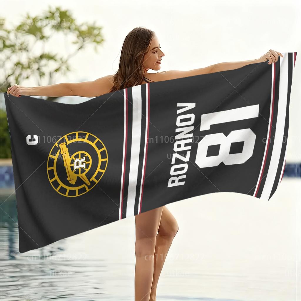 Heated Rivalry Hockey Jersey Pattern Beach Towel , Lightweight Absorbent Towel for Sports Lover
