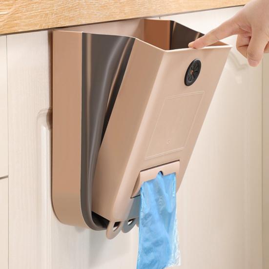 Foldable Trash Can Hanging Garbage Can Large Capacity Waterproof Oil-Resistant Easy to Install Cabinet Door Trash Can Waste Bin
