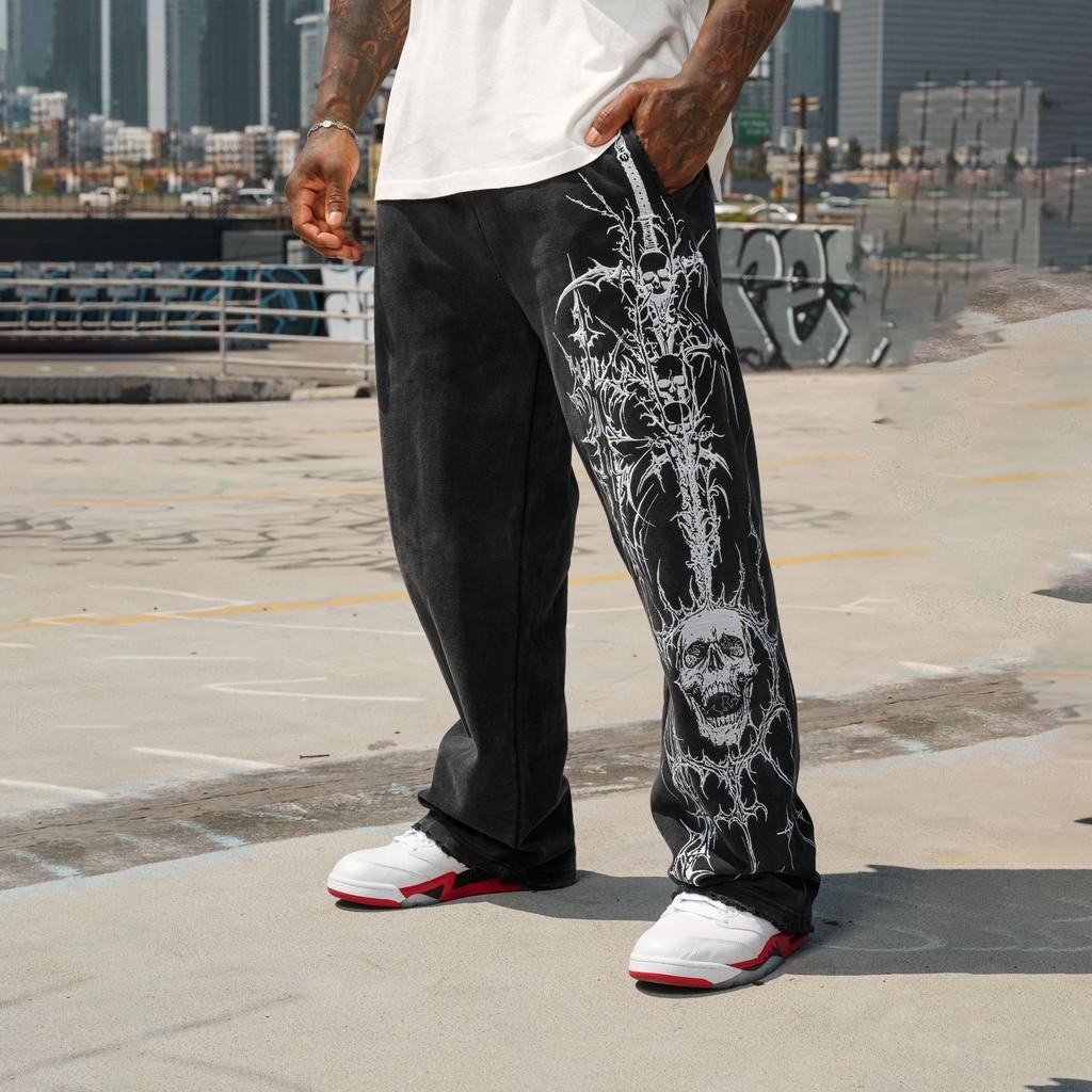 Nouveau Pantalon Décontracté en Coton pour Homme, Coupe Ample, pour l'Extérieur, la Course à Pied et l'Entraînement, avec Grand Imprimé