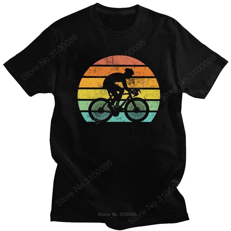 Retro Vintage Mountain Biking Tshirt Men Short Sleeved Summer MTB Tee Tops Bike Bicycle Ride T-