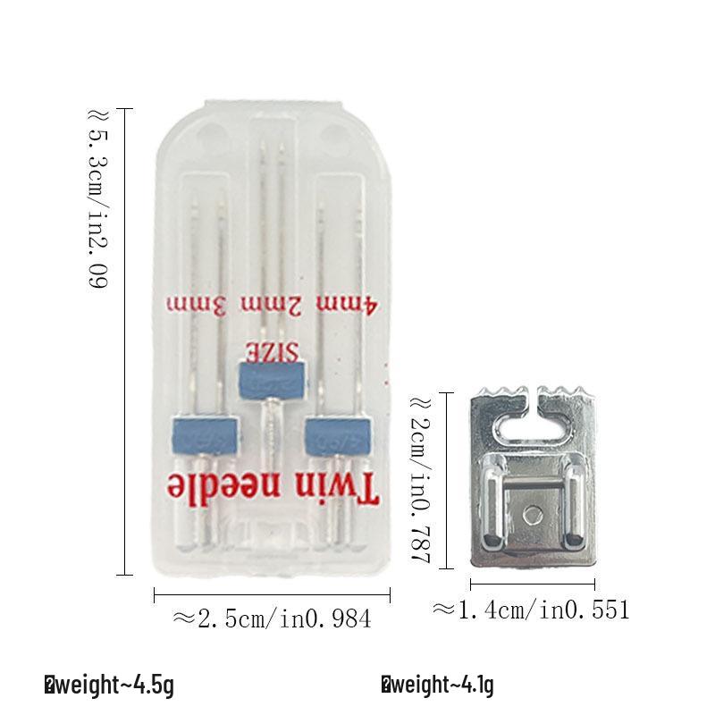 Twin Needle Sewing Machine Accessory Set: Includes Thickened Taco, Fine Taco, and 2/90, 3/90, 4/90mm Presser Foot.