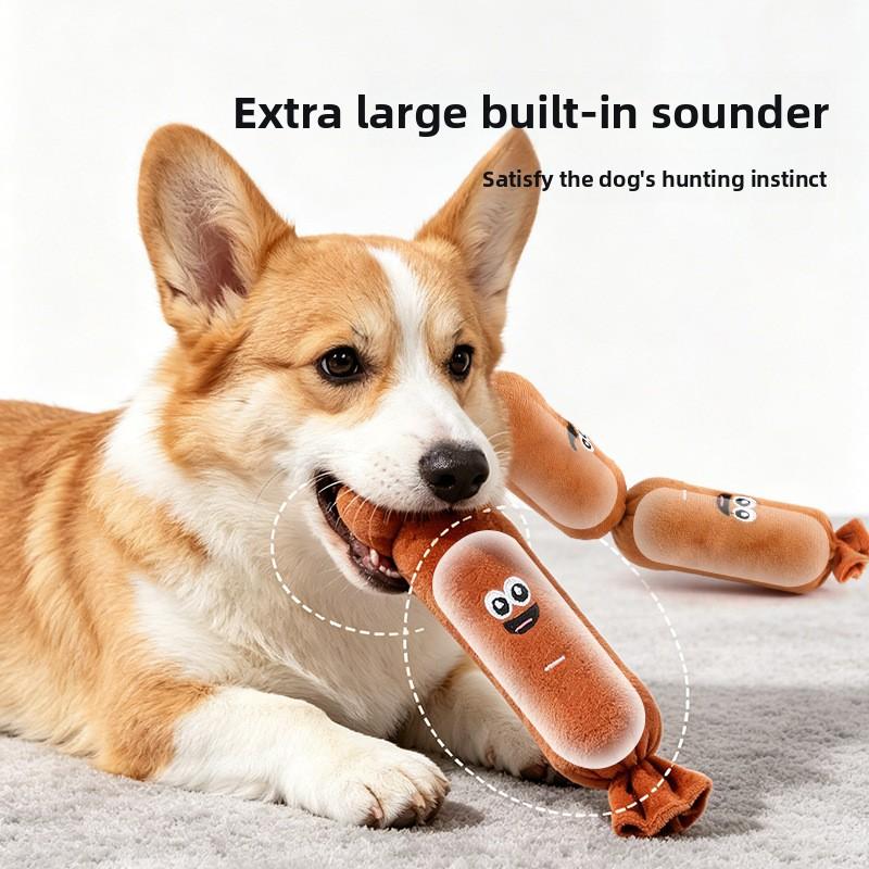The Pet Dog's Pressing Sound Toy, Which Simulates A Plush Sausage, Is Used for Chewing, Amusing Oneself, and Smelling.