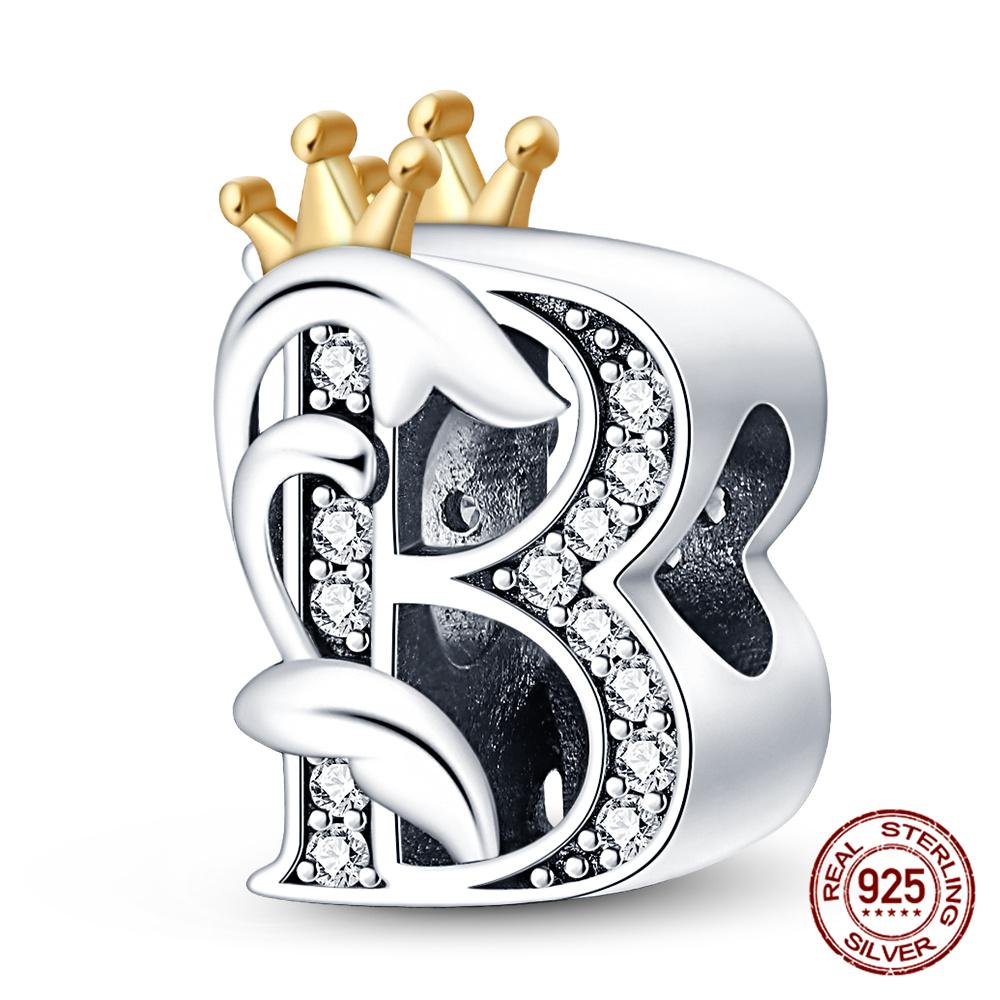 Classic Crown 26 Letters A-Z Copper Charms Fitoriginal Bracelets Diy Jewelry Making For Women Gift