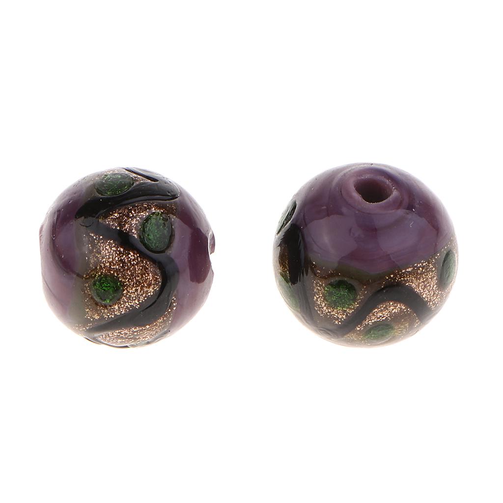 4 Pieces  Foil 12mm Lampwork Glass Round Beads for Jewelry Making Craft Blue