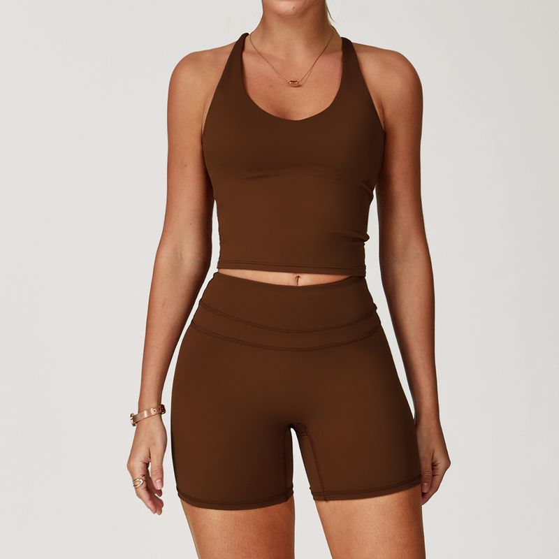 Guangzhou Zechuang Clothing Co., Ltd. Brushed Tight Back Yoga Suit Stretch High Waist Workout Clothes for Women Running
