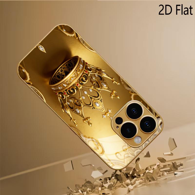 Golden Crown Patterned tempered glass design for iPhone16 17 ProMax 1514 1312 11ProMax Phone Case Camera Cover Shockproof Hard B