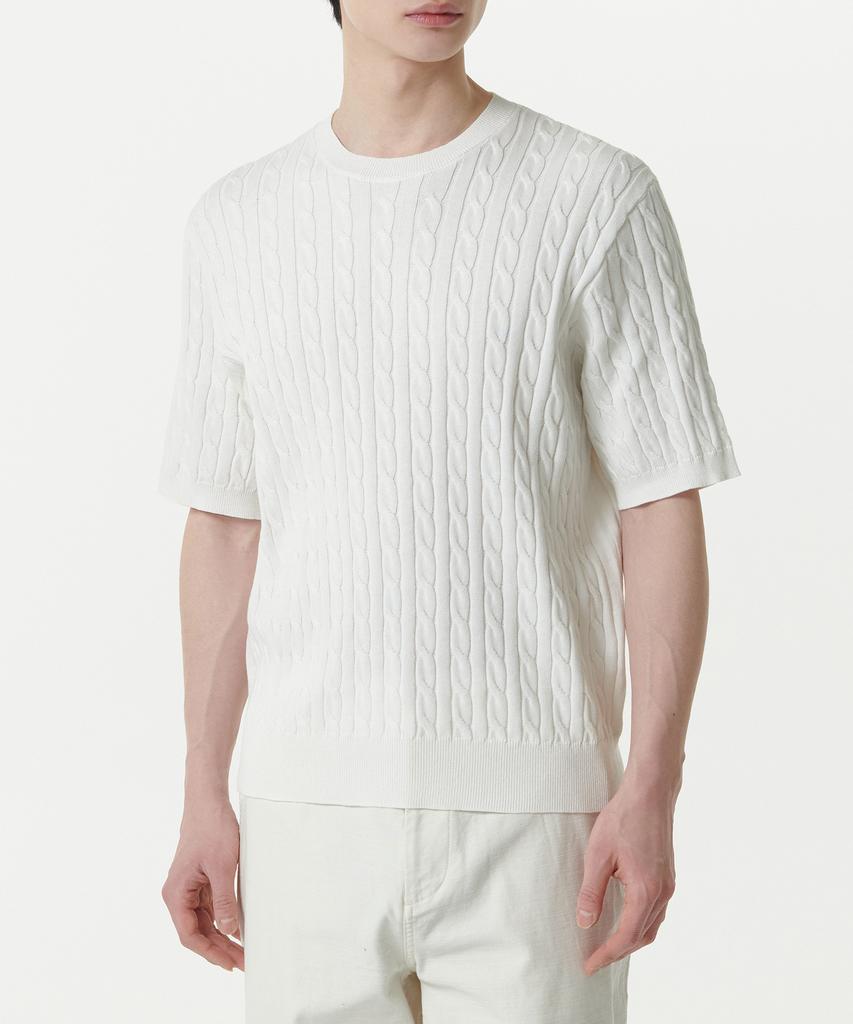 MUSINSA STANDARD Cable Crew Neck Short Sleeve Knit [Ivory]