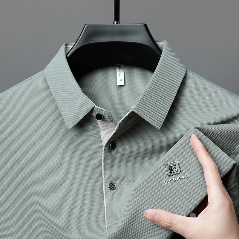 Short-sleeved T-shirt for Men, Summer New Style T-shirt Shirt, Plain-color Business Collar Half-sleeve Top