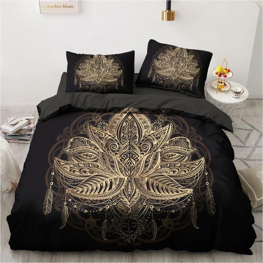 3D Black Cat Bedding Sets  King Queen Full Single 200x200 Bed Linen Gold Design 3D Printed Duvet Cover Set for Teens Women