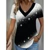 Creative Colorful Pattern Summer Soft Fashionable Comfortable Women's T-Shirts Casual Breathable Loose V-Neck Short-Sleeve T-Shirt