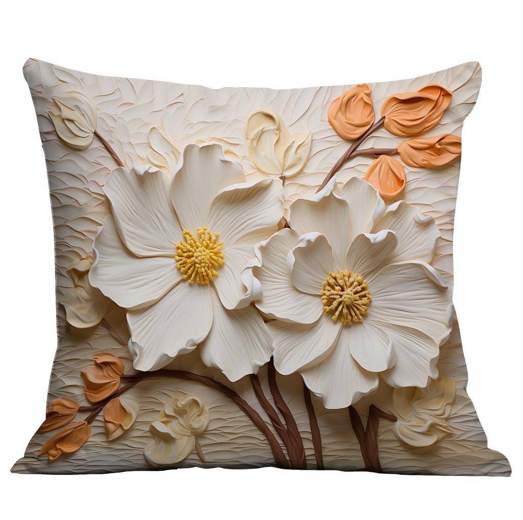 New Flower Pillowcase Imitating Three-dimensional Oil Painting Style Creative Floral Home Living Room Sofa Cushion Pillowcase