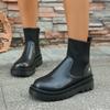 Fashion Fashion Round Toe Spliced Stretch Cloth Platform Anti-Slip and Wear-Resistant Women's Autumn Sock Boots