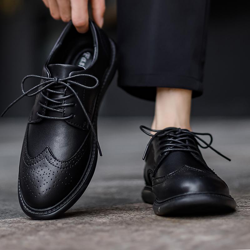 Fashion Genuine Leather Mens Formal Shoes Fashion Luxury Brand Brogue Men Shoes Handmade Business Dress Oxford Casual Shoes plus size 47