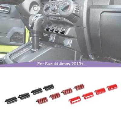 Dekoratyviniai ABS automobilio lango mygtuko apdailos lipdukai, skirti Suzuki Jimny 2019 iki interjero aksesuarams, sidabro, anglies pluošto spauda
