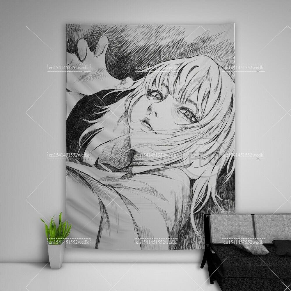 Kawaii School Girl Tapestry Wall Decor Anime Tapestry Manga Aesthetic Room Decoration Meme Tapestries Art Poster For Home
