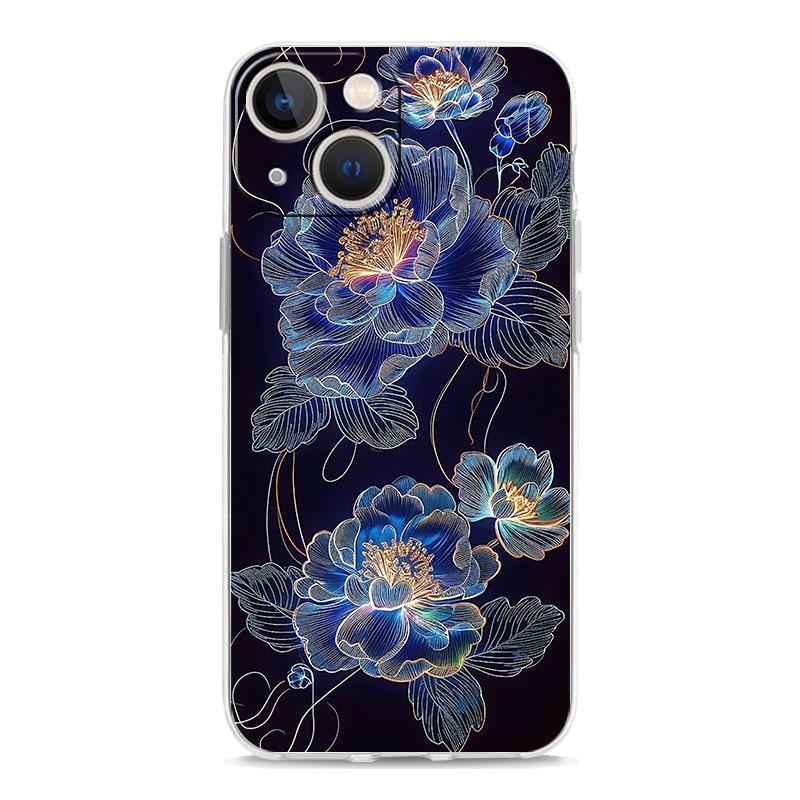 Phone Case For iPhone 17 Air Cases iPhone 16 15 12 13 14 Pro Max SE 7 8 Plus iPhone11 Clear Cover Ink Wash Painting Flower