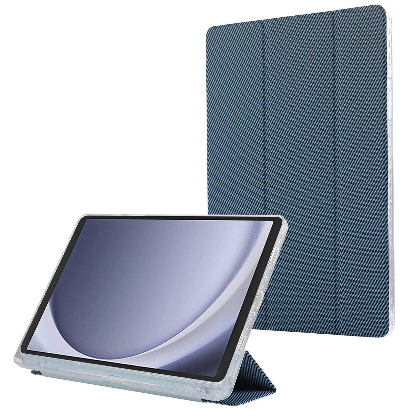 

For Samsung Galaxy Tab A11+/A9+ Stand Case Auto Sleep/Wake Carbon Fiber Texture Leather Tablet Cover A