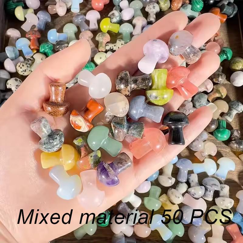 Mini Natural Stone Crystal Mushrooms Figurines Mini Handmade Fairy Cute Garden Accessories Landscape Basin Pot Home Decor Gift