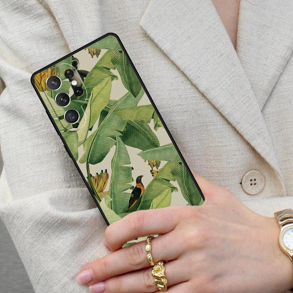 Tropical Leaves Banana Leaf Cell Phone Case for Samsung Galaxy S26 Ultra S25 S24 S23 S22 S21 S20 Note10 Cover